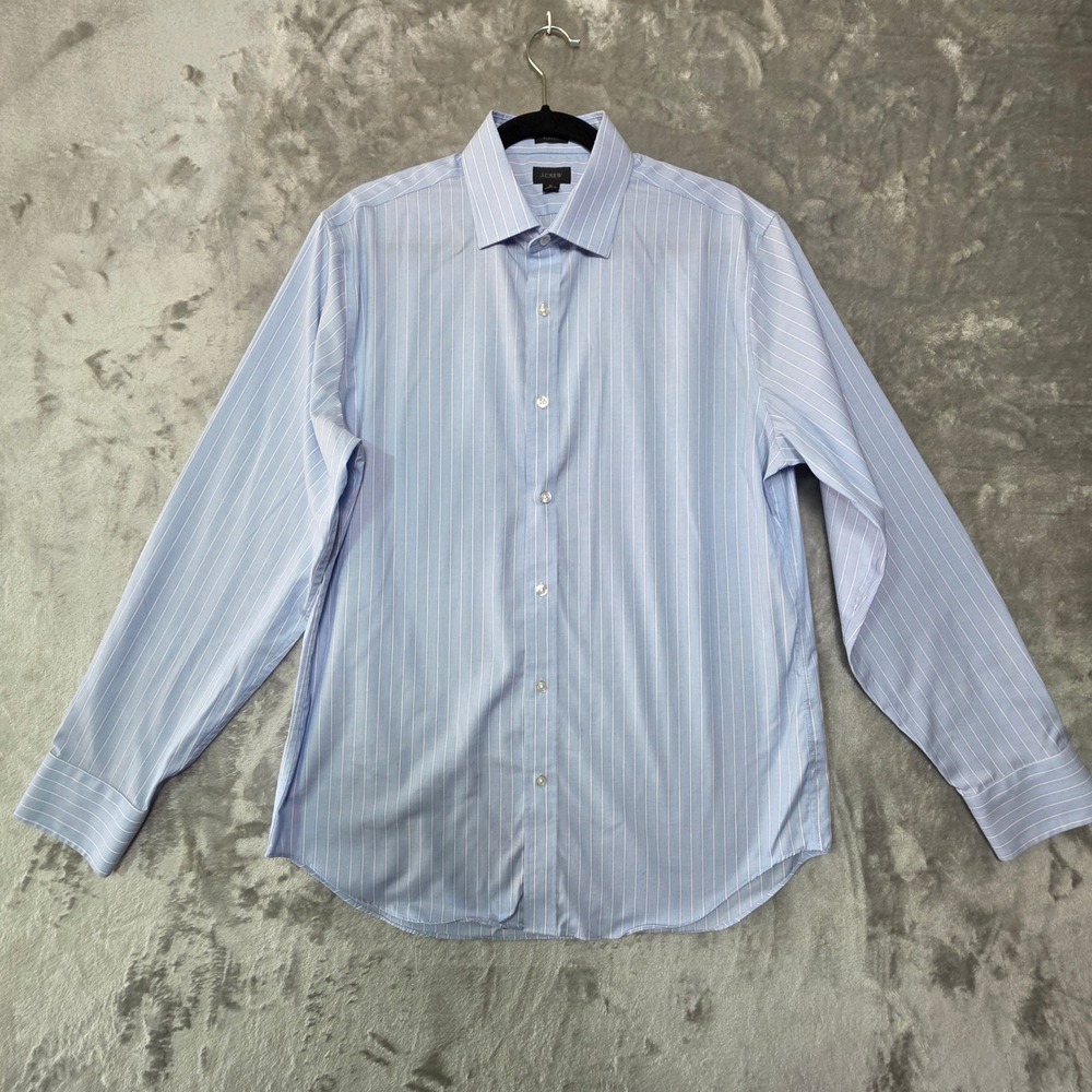 J.Crew Mens Classic Fit Striped Long Sleeve Button Down Shirt Blue White Size M